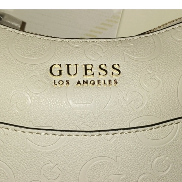 Guess Logo Embossed Chucky Crossbody NWOT Cream Color Vegan Leather - Picture 2 of 9